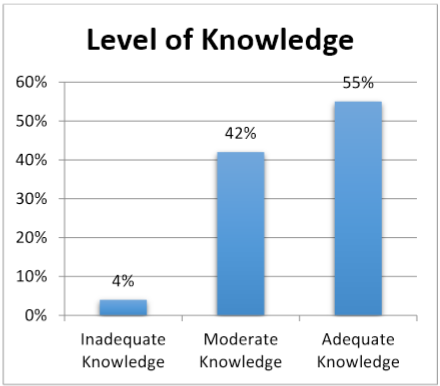 Bar Graph showing distribution of nurses based on level of knowledge regarding Standard Safety Precautions